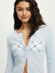 Cotton On Blue Fluffy Fitted Knit Cardigan - Image 2 of 4