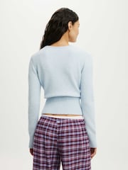 Cotton On Blue Fluffy Fitted Knit Cardigan - Image 3 of 4