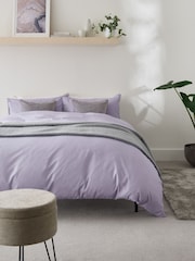 Lilac Purple Easy Care Polycotton Plain Duvet Cover and Pillowcase Set - Image 1 of 7