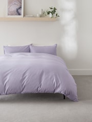 Lilac Purple Easy Care Polycotton Plain Duvet Cover and Pillowcase Set - Image 2 of 7
