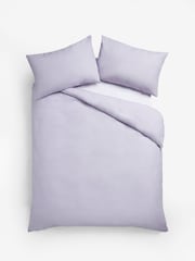 Lilac Purple Easy Care Polycotton Plain Duvet Cover and Pillowcase Set - Image 3 of 7