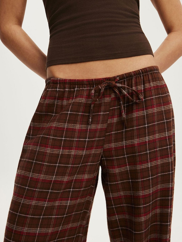 Cotton On Brown Cloud Soft Wide Leg Flannel Pyjamas - Image 3 of 3 Cotton On Brown Cloud Soft Wide Leg Flannel Pyjamas - Image 3 of 3