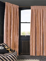 Rockett St George Pink Pencil Pleat Perfect Velvet Curtain - Image 1 of 3
