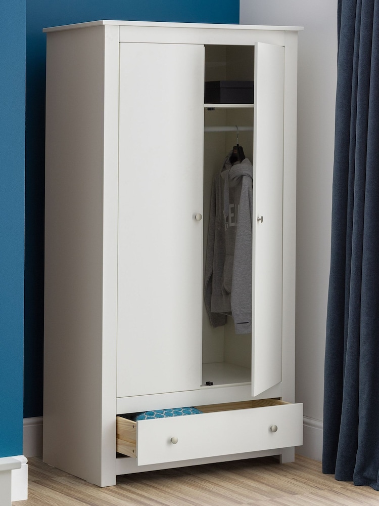 Julian Bowen Surf White Radley Double 1 Drawer Wardrobe - Image 1 of 5