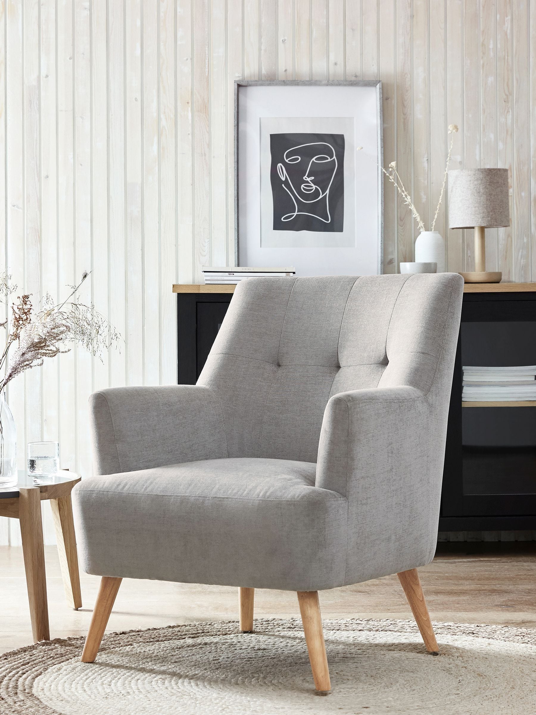 Buy Fine Chenille Mid Grey Carter Armchair from the Next UK online shop