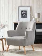 Fine Chenille Mid Grey Carter Armchair - Image 1 of 6