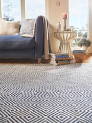 My Mat Navy Diamond Woven Indoor/Outdoor Rug - Image 1 of 2