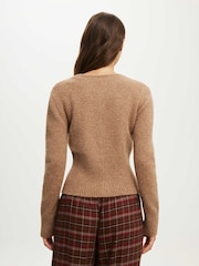 Cotton On Brown Fluffy Fitted Knit Cardigan - Image 2 of 4