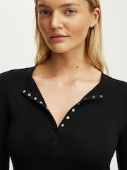 Cotton On Black Airy Soft Lounge Henley Pyjamas - Image 2 of 4