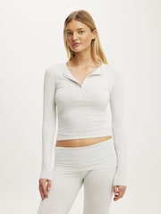 Cotton On Grey Airy Soft Lounge Henley Pyjamas - Image 3 of 4
