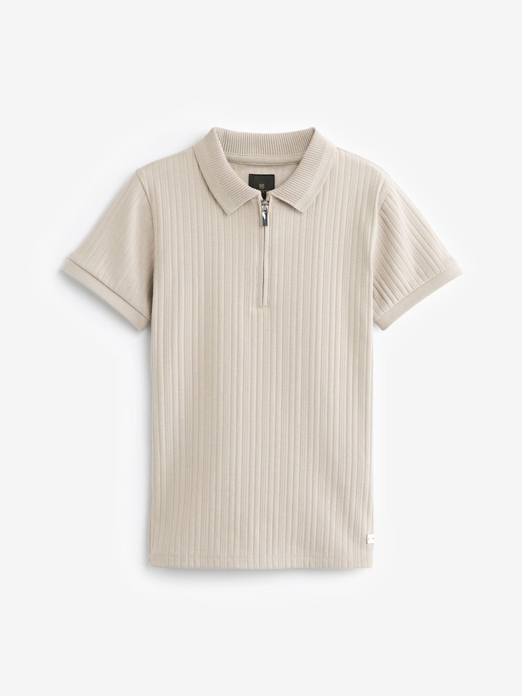Stone Textured Short Sleeve Polo Shirt (3-16yrs) - Image 1 of 3