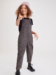 Grey Animal Print Soft Cotton Dungarees (3-16yrs) - Image 1 of 6