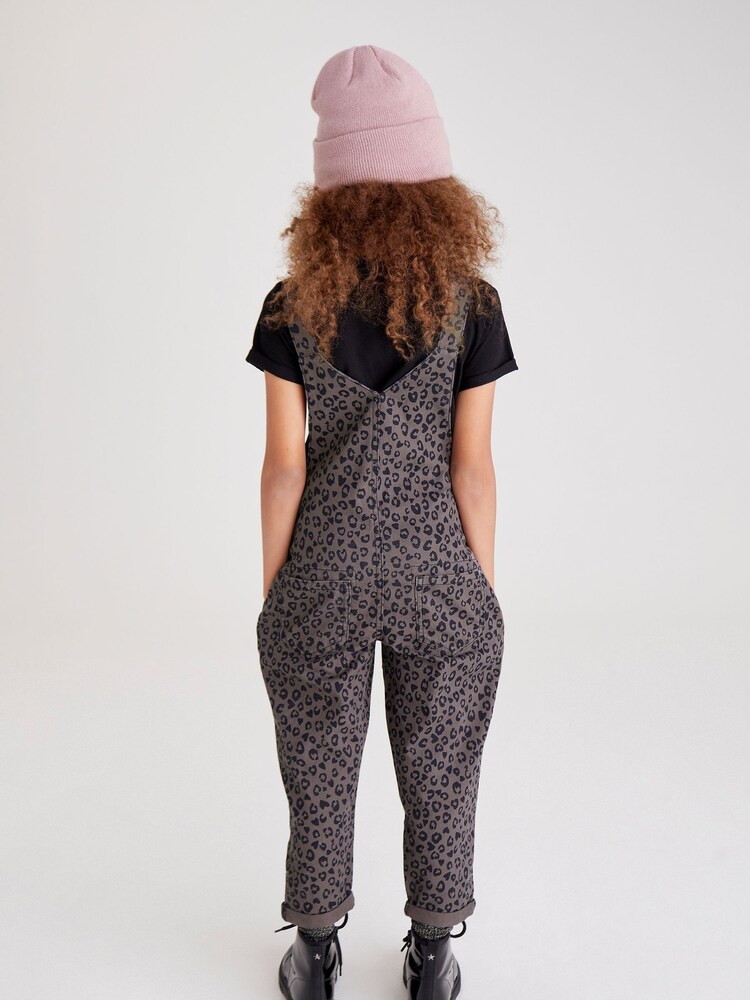 Grey Animal Print Soft Cotton Dungarees (3-16yrs) - Image 2 of 6