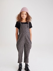 Grey Animal Print Soft Cotton Dungarees (3-16yrs) - Image 3 of 6