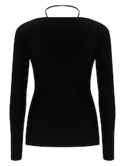 Pour Moi Black Susie Keyhole Rib Knit Top - Image 4 of 4