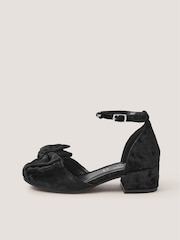 Monsoon Black Embellished Bow Velvet Two Part Heels - Image 2 of 3