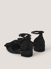 Monsoon Black Embellished Bow Velvet Two Part Heels - Image 3 of 3