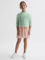 Reiss Green Freida Fluffy Crew Neck Jumper - Image 1 of 5