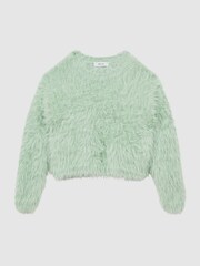 Reiss Green Freida Fluffy Crew Neck Jumper - Image 2 of 5