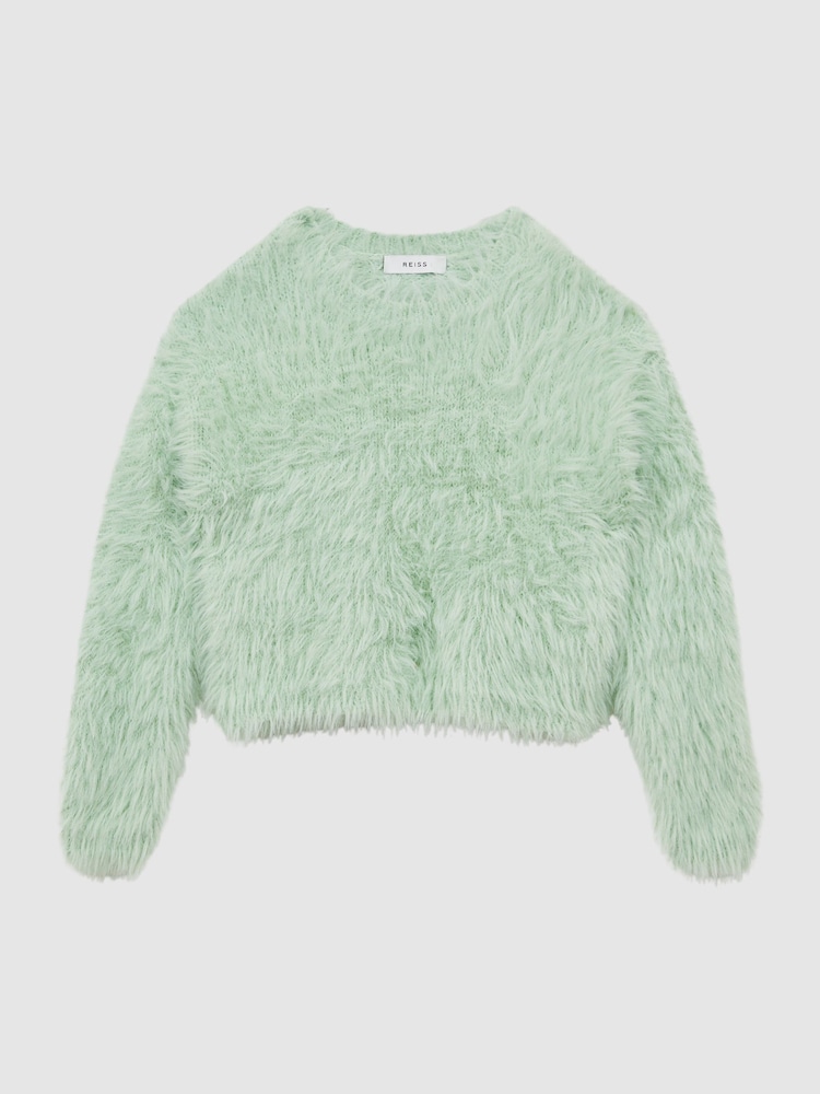 Reiss Green Freida Fluffy Crew Neck Jumper - Image 2 of 5