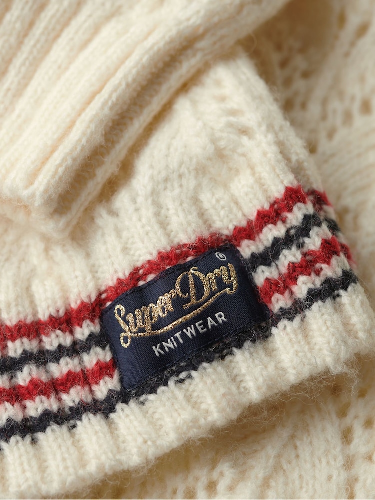 Superdry Cream Pointelle Knit Jumper - Image 5 of 5