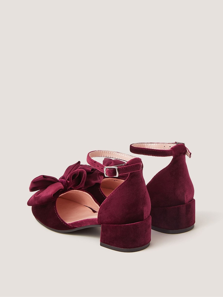 Monsoon Red Bow Velvet Two Part Heels - Image 3 of 3 Monsoon Red Bow Velvet Two Part Heels - Image 3 of 3