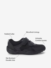 Black Standard Fit (F) School Leather Double Strap Shoes - Image 2 of 5