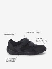 Black Standard Fit (F) School Leather Double Strap Shoes - Image 3 of 5