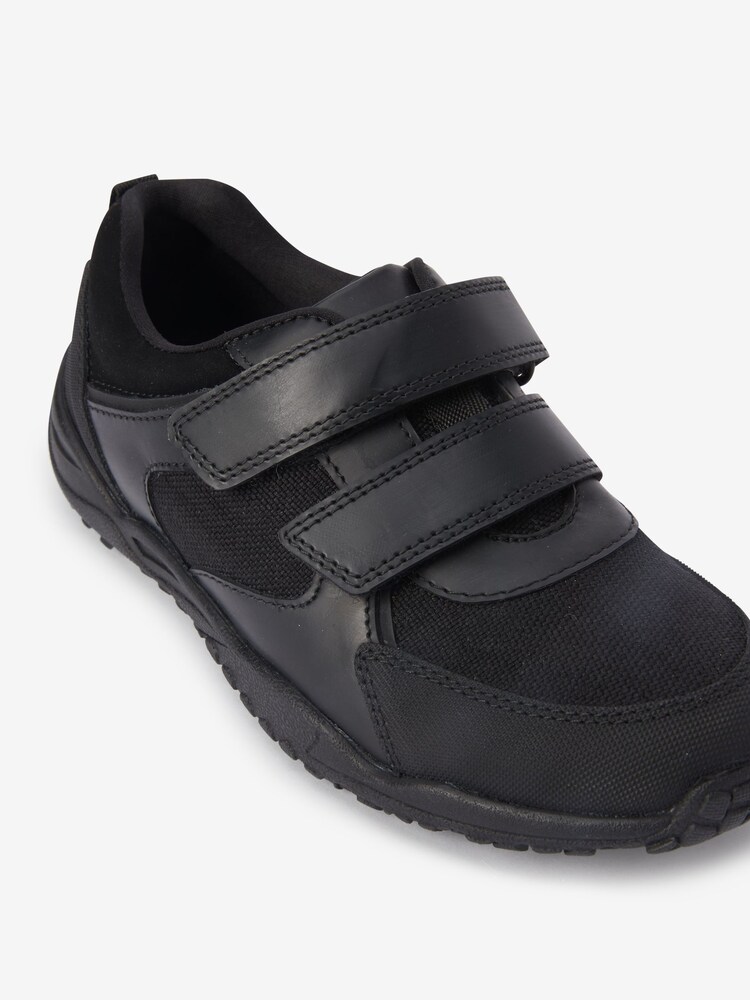 Black Standard Fit (F) School Leather Double Strap Shoes - Image 5 of 5