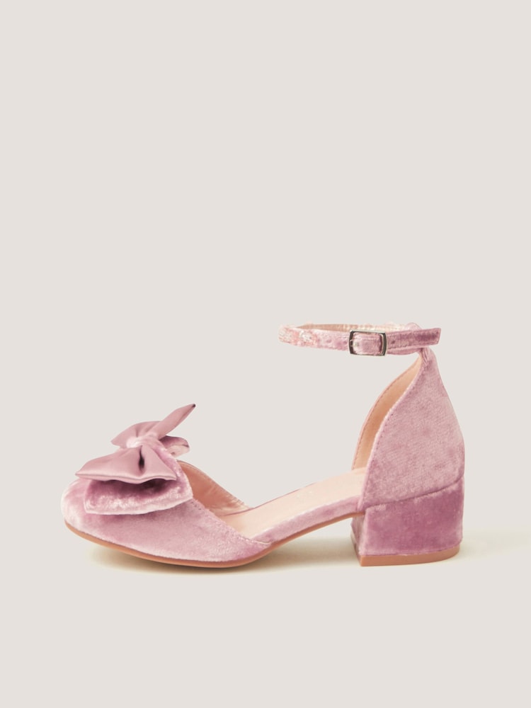 Monsoon Pink Crushed Velvet Two-Part Heels - Image 2 of 3 Monsoon Pink Crushed Velvet Two-Part Heels - Image 2 of 3
