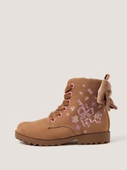 Monsoon Brown Bow Embroidered Lace-Up Boots - Image 3 of 3