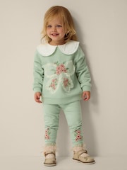 Ensemble sweat-shirt et legging Monsoon Baby avec nœud brodé - Image 1 sur 4