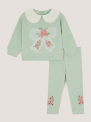 Ensemble sweat-shirt et legging Monsoon Baby avec nœud brodé - Image 2 sur 4