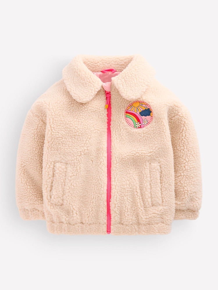 Boden Cream Collared Borg Jacket - Image 1 of 5 Boden Cream Collared Borg Jacket - Image 1 of 5