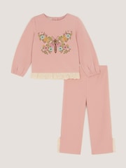 Monsoon Pink Baby Embroidered Butterfly Top & Leggings Set - Image 1 of 3
