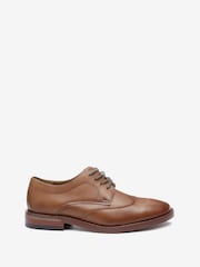 Tan Brown School Leather Wing Cap Lace-Up Shoes - Image 1 of 5