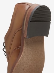 Tan Brown School Leather Wing Cap Lace-Up Shoes - Image 4 of 5