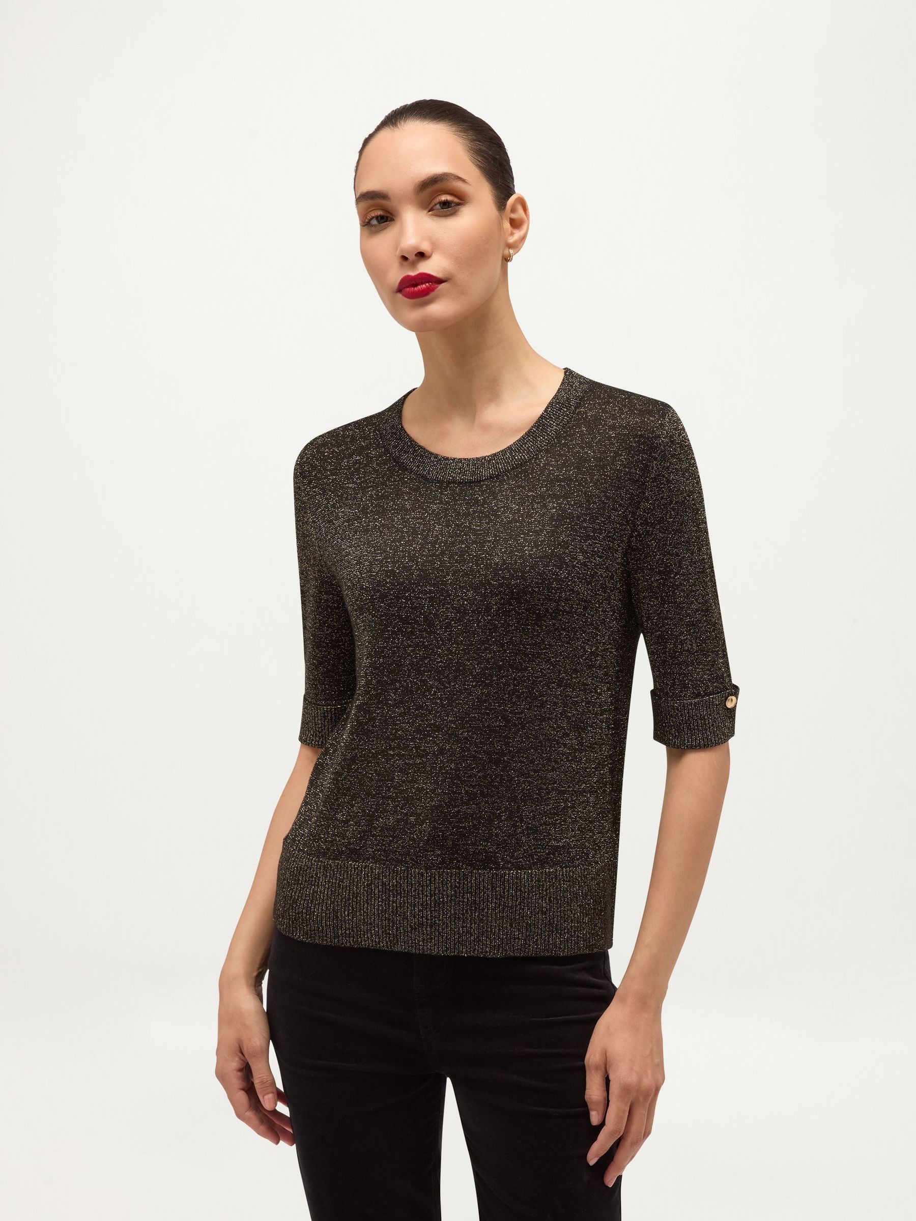 Hobbs London Women's Black Leanne Sparkle Short Sleeve Jumper In | : Large - Image 1