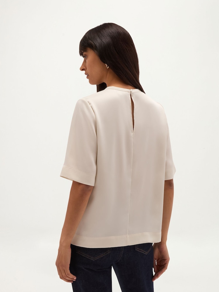 Hobbs White Salma Satin Top - Image 2 of 4