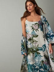 Green/Ecru Linen Blend Floral Slip - Image 2 of 7