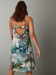 Green/Ecru Linen Blend Floral Slip - Image 3 of 7