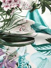 Green/Ecru Linen Blend Floral Slip - Image 7 of 7