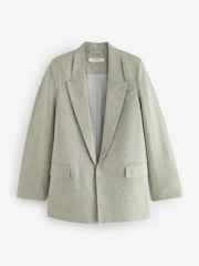Khaki Green Textured Linen Blazer - Image 5 of 6