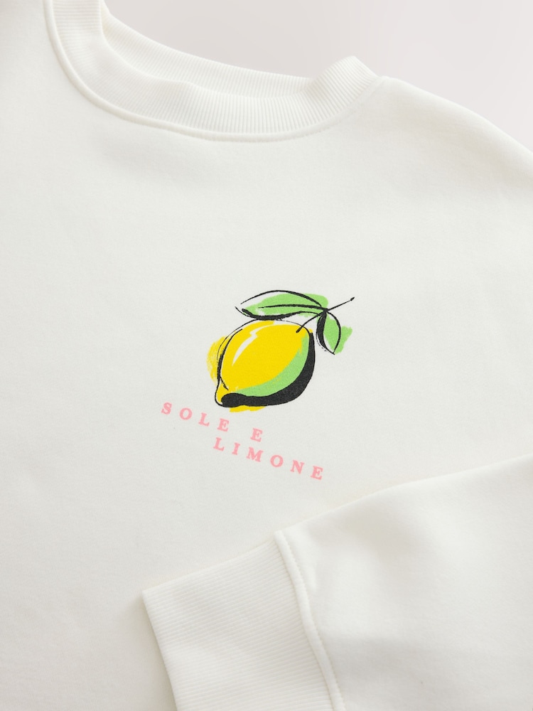 White Lemon Graphic Print Crew Neck Sweatshirt - Image 8 of 8
