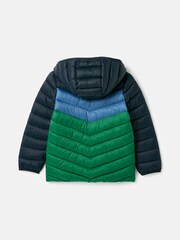 Joules Kids' Cairn Blue & Green Showerproof Padded Coat - Image 7 of 10