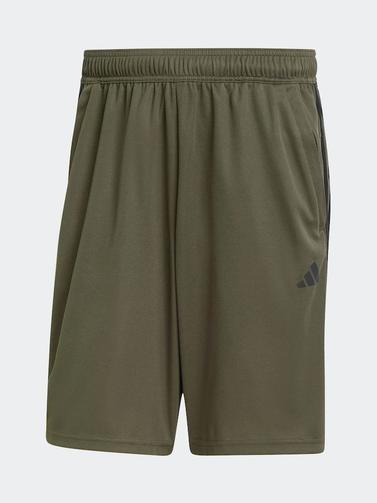 أخضر داكن - adidas Train Essentials 3-Stripe Shorts - صورة 6 من 6