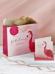 Pink Flamingo Gift Bag and Card Set - Image 1 of 3