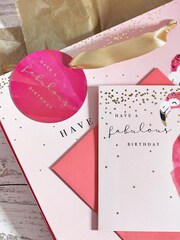 Pink Flamingo Gift Bag and Card Set - Image 2 of 3