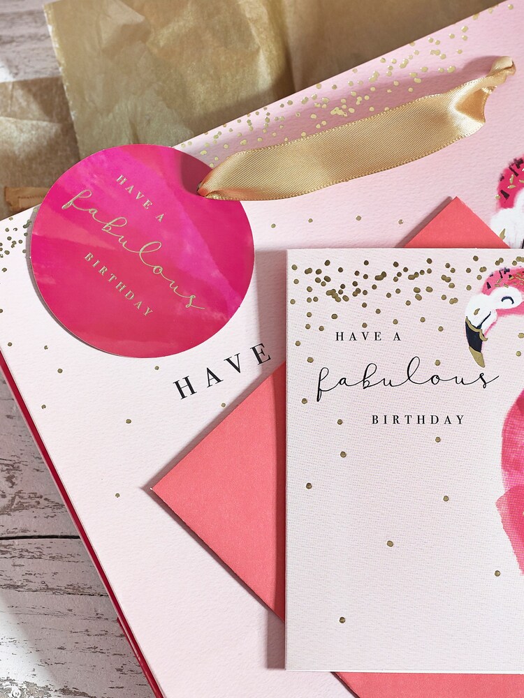 Pink Flamingo Gift Bag and Card Set - Image 2 of 3