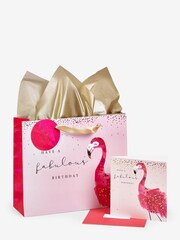 Pink Flamingo Gift Bag and Card Set - Image 3 of 3